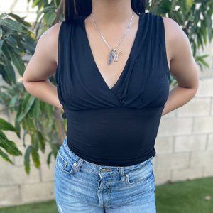 Black Open Back Mesh Top